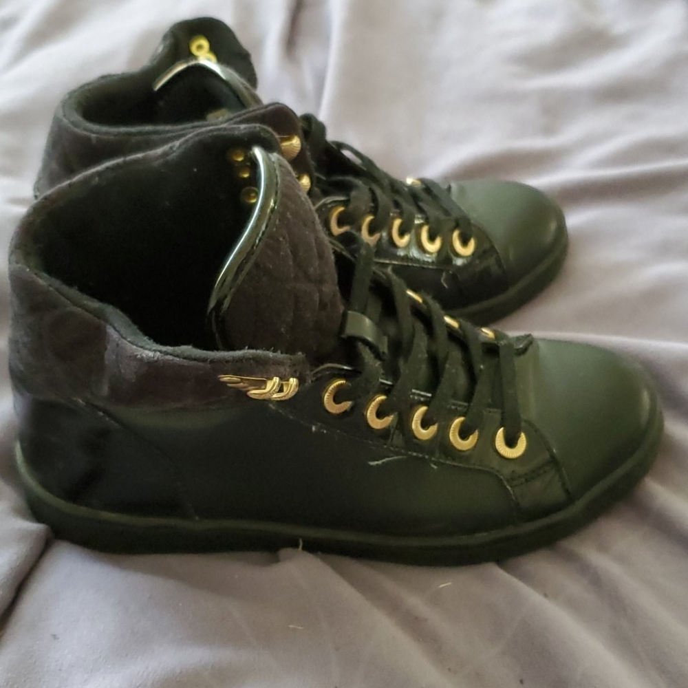 Aldo black and gold high top sneakers